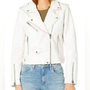 NWT🔥$98 BlankNYC White "Crepe Cotton" Denim Motorcycle Jacket❤️‍🔥Sz XS